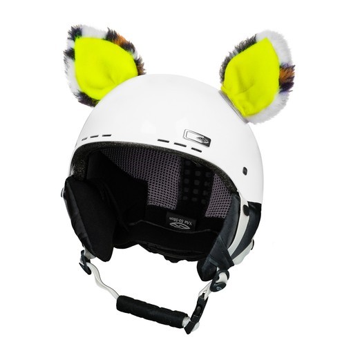 Crazy Uši na helmu kočka neon žlutá sz 